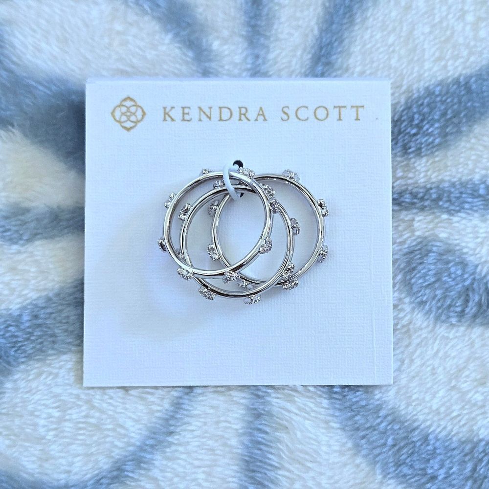 Kendra Scott "Haven" Silver🤍 Crystal Heart❤️ Rings💍 Trio3️⃣ - Picture 6 of 16